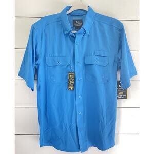 NEW Realtree Mens S Fishing Guide Shirt Blue Button Up Short Sleeve Small NWT